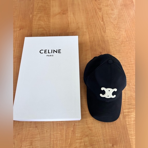 NWT AUTHENTIC Celine Black Triomphe Baseball Cap in Cotton Drill Medium - Picture 1 of 10